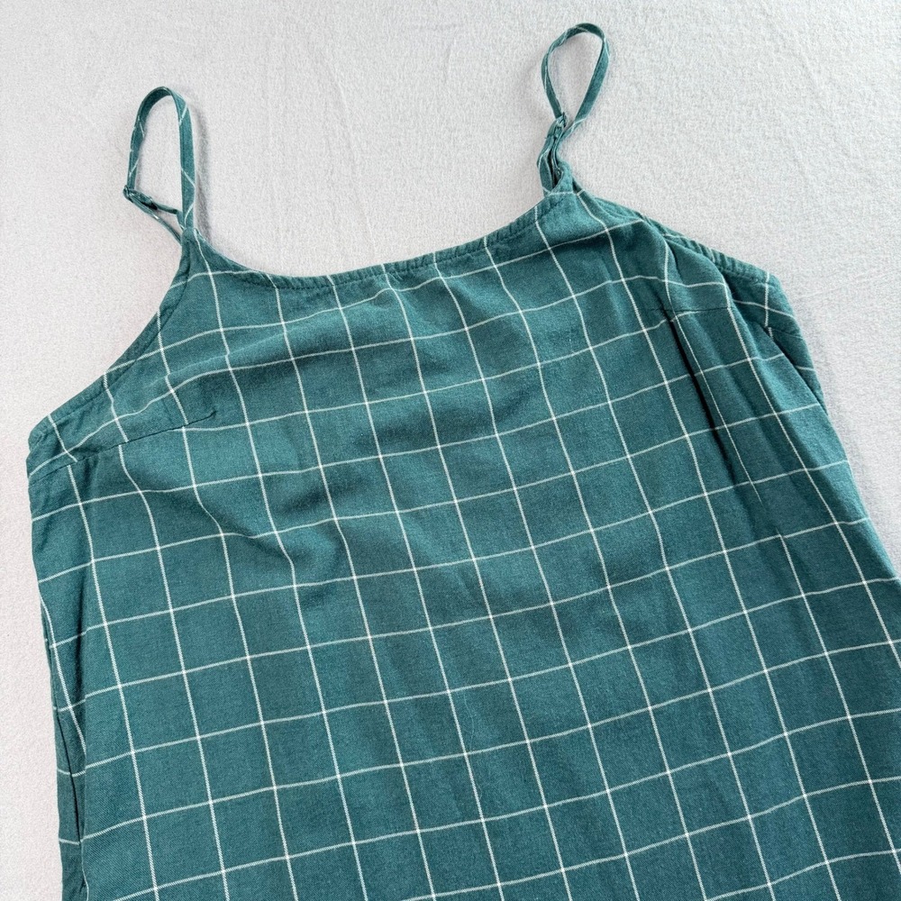 Cottagecore Windowpane Maxi Dress Women Small Teal Tiered Boho Summer - Picture 5 of 6